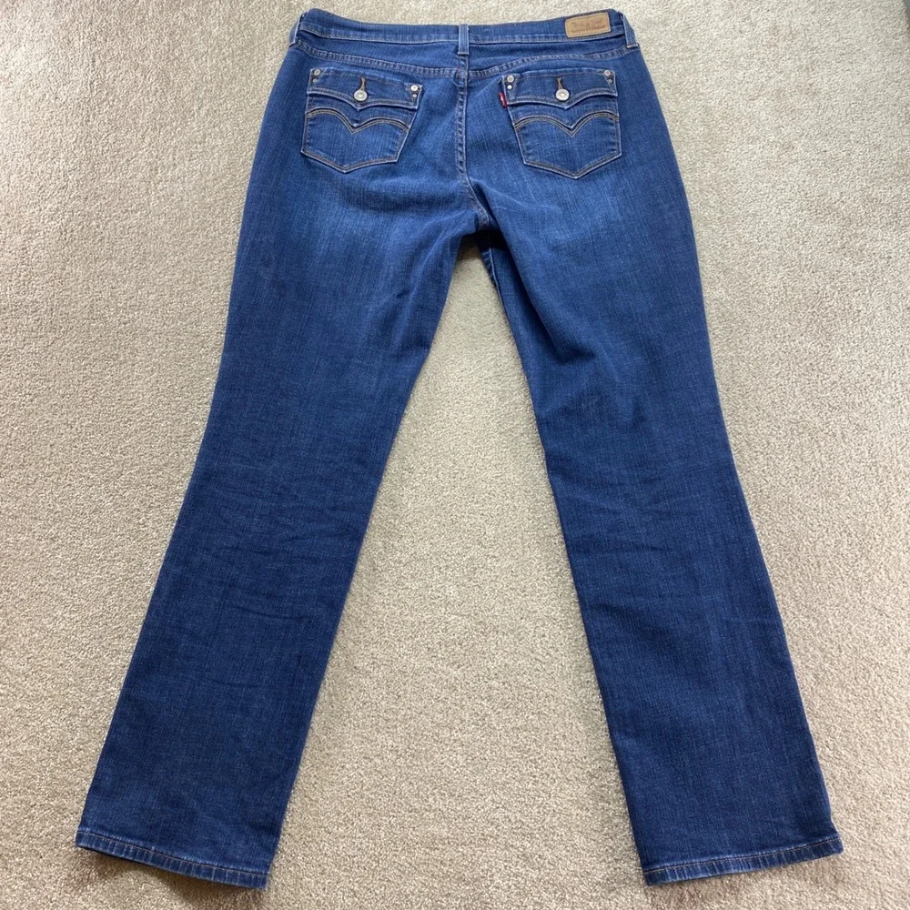 Levis 505 Straight Leg Jeans Womens‎ 14 Medium Wash Blue Denim Flap Pocket
